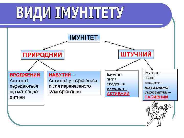     ІМУНІТЕТ  ПРИРОДНИЙ     ШТУЧНИЙ  