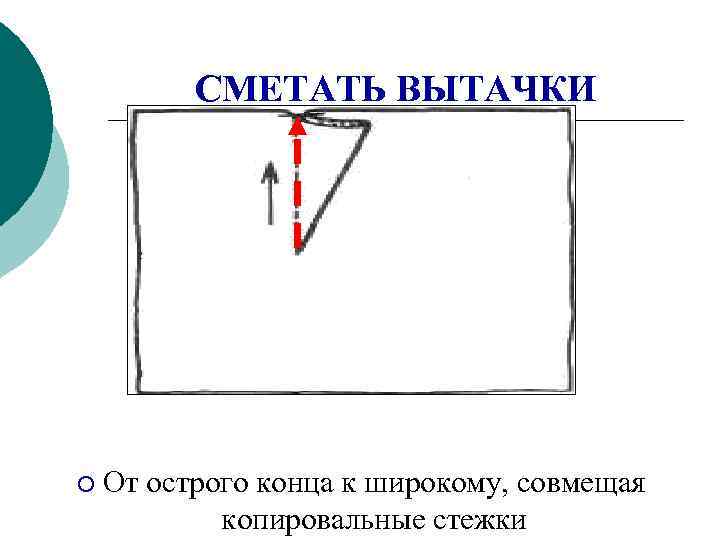    СМЕТАТЬ ВЫТАЧКИ ¡  От острого конца к широкому, совмещая 