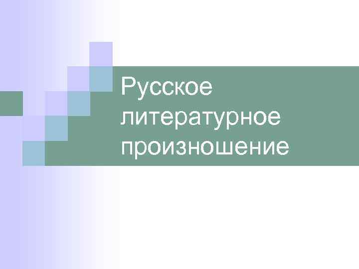 Русское литературное произношение 