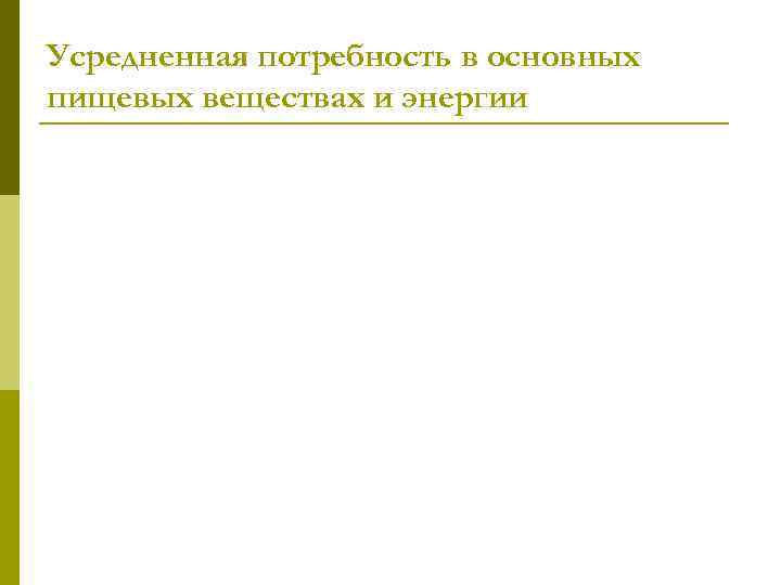 Усредненная потребность в основных пищевых веществах и энергии 