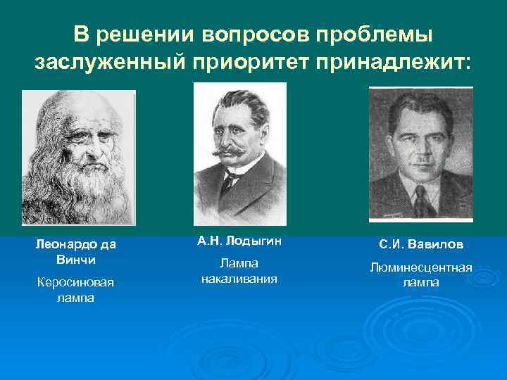   В решении вопросов проблемы заслуженный приоритет принадлежит: Леонардо да  А. Н.