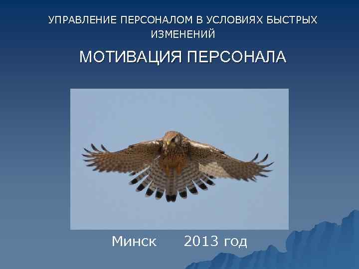 УПРАВЛЕНИЕ ПЕРСОНАЛОМ В УСЛОВИЯХ БЫСТРЫХ   ИЗМЕНЕНИЙ МОТИВАЦИЯ ПЕРСОНАЛА   Минск 2013