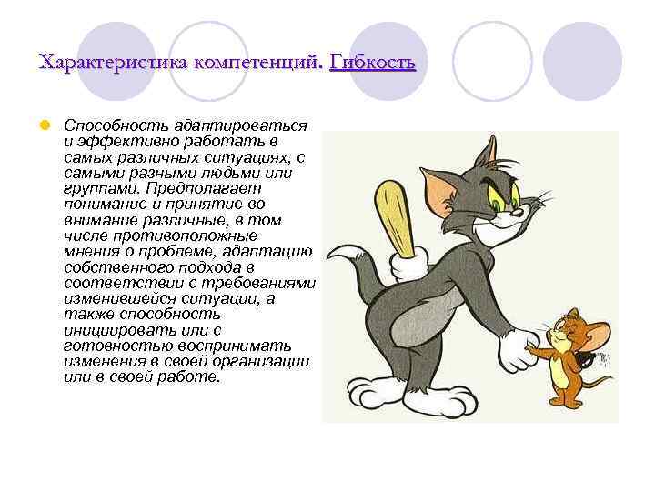 Характеристика компетенций. Гибкость l Способность адаптироваться  и эффективно работать в  самых различных