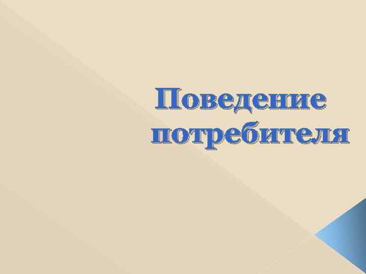 Поведение потребителя 
