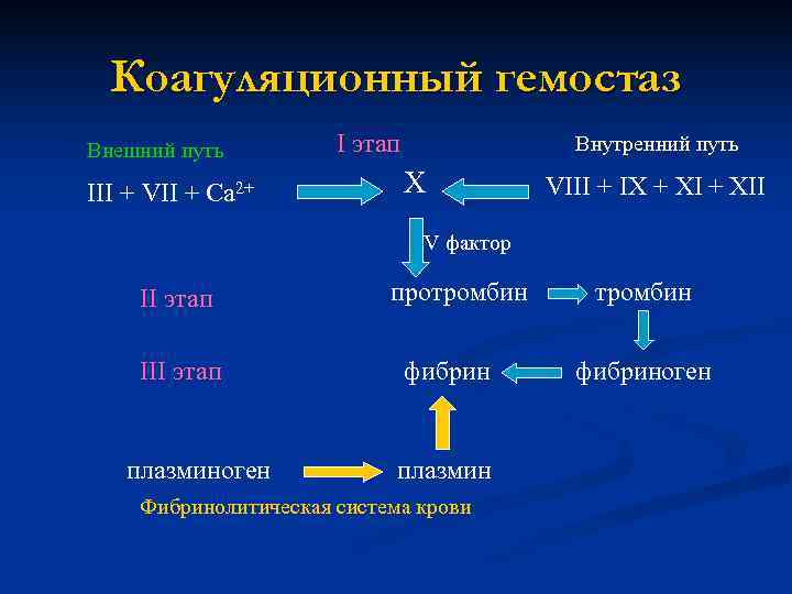 Схема плазменного гемостаза