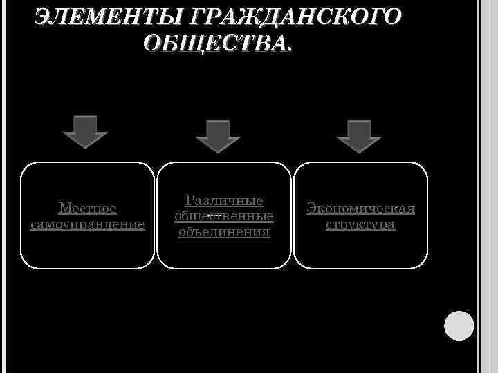 ЭЛЕМЕНТЫ ГРАЖДАНСКОГО  ОБЩЕСТВА.     Различные  Местное   