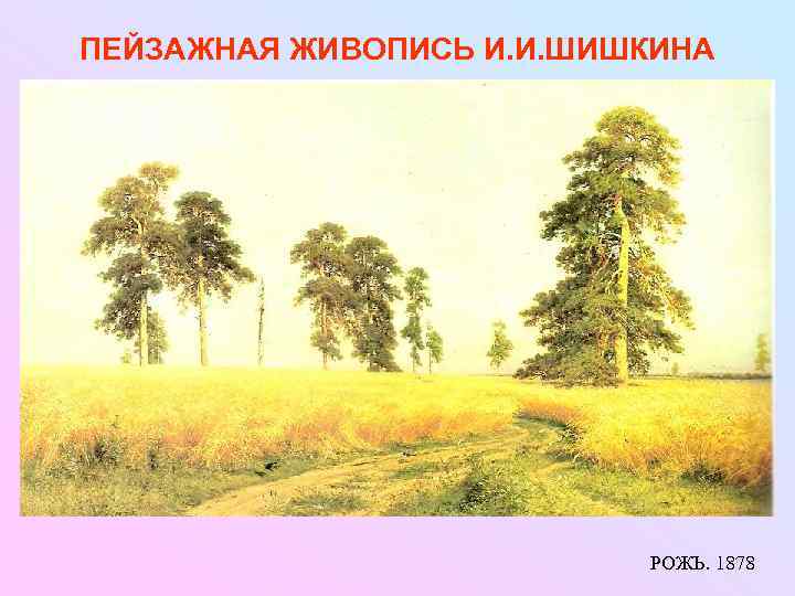 ПЕЙЗАЖНАЯ ЖИВОПИСЬ И. И. ШИШКИНА      РОЖЬ. 1878 