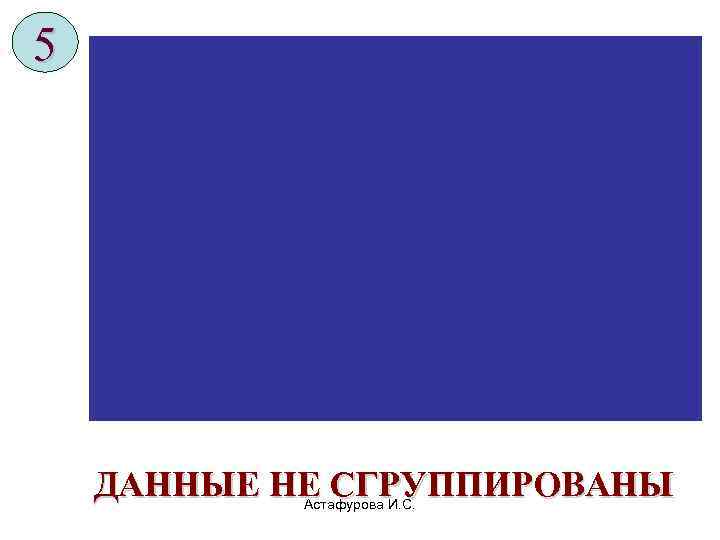 5   ДАННЫЕ НЕ СГРУППИРОВАНЫ   Астафурова И. С. 