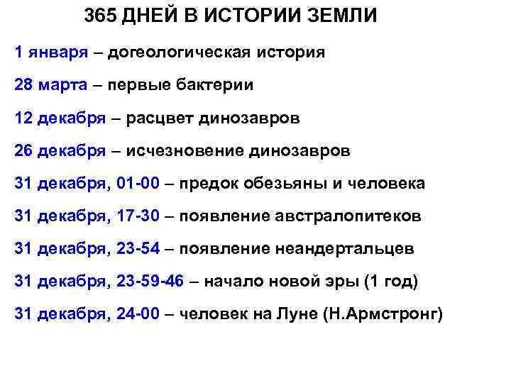   365 ДНЕЙ В ИСТОРИИ ЗЕМЛИ 1 января – догеологическая история 28 марта