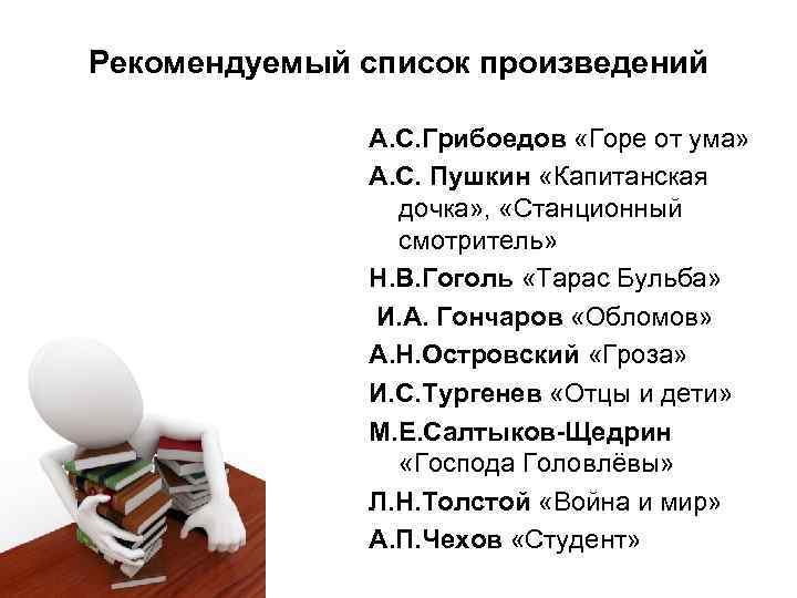 Рекомендуемый список произведений А. С. Грибоедов «Горе от ума» Рекомендуемый список произведений А. С. Грибоедов «Горе от ума»