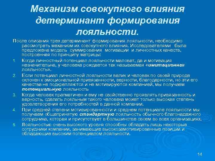 Механизм совокупного влияния детерминант формирования лояльности. После Механизм совокупного влияния детерминант формирования лояльности. После