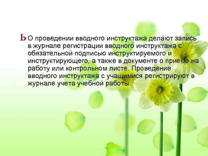 ь О проведении вводного инструктажа делают запись  в журнале регистрации вводного инструктажа с
