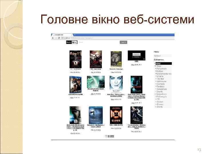 Головне вікно веб-системи       13 