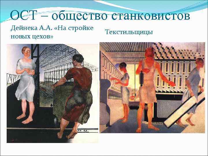 ОСТ – общество станковистов Дейнека А. А. «На стройке новых цехов» Текстильщицы 