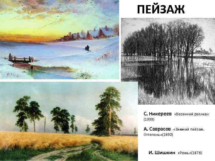 ПЕЙЗАЖ С. Никереев  «Весенний разлив»  (1999) А. Саврасов  «Зимний пейзаж. 
