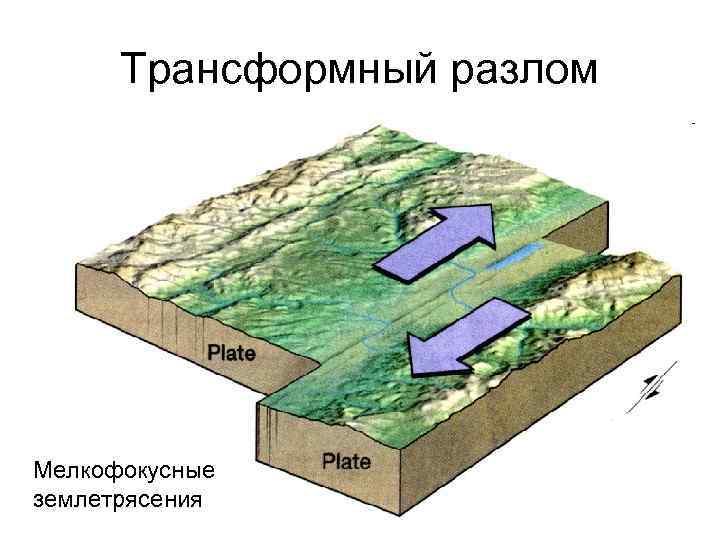  Трансформный разлом Мелкофокусные землетрясения 