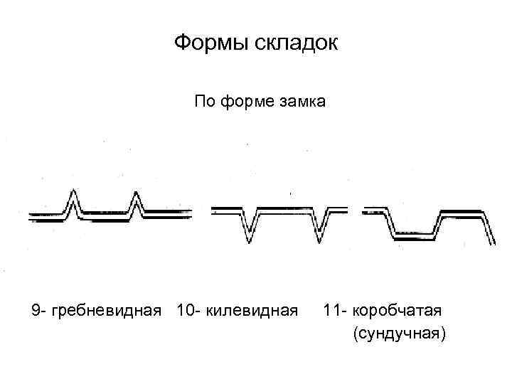     Формы складок    По форме замка 9 -