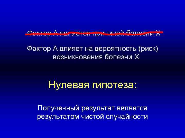 Фактор А является причиной болезни Х Фактор А влияет на вероятность (риск)  возникновения