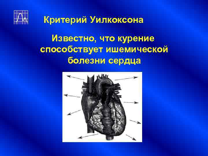 Критерий Уилкоксона Известно, что курение способствует ишемической болезни сердца Критерий Уилкоксона Известно, что курение способствует ишемической болезни сердца