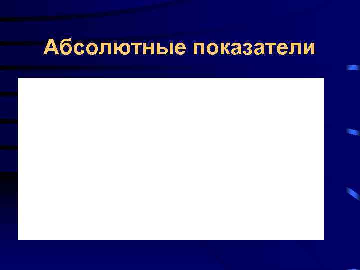 Абсолютные показатели Абсолютные показатели