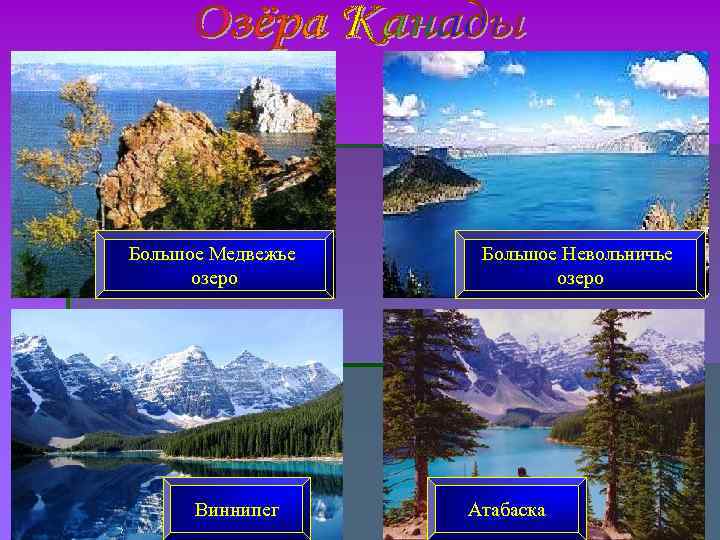 Большое Медвежье Большое Невольничье озеро Виннипег Атабаска Большое Медвежье Большое Невольничье озеро Виннипег Атабаска