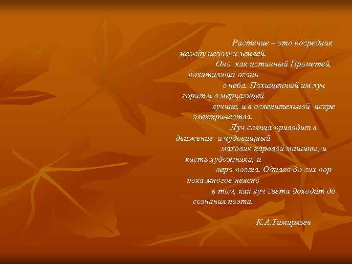     Растение – это посредник между небом и землей.  