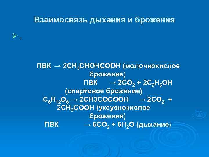 Сравнение процессов брожения и дыхания