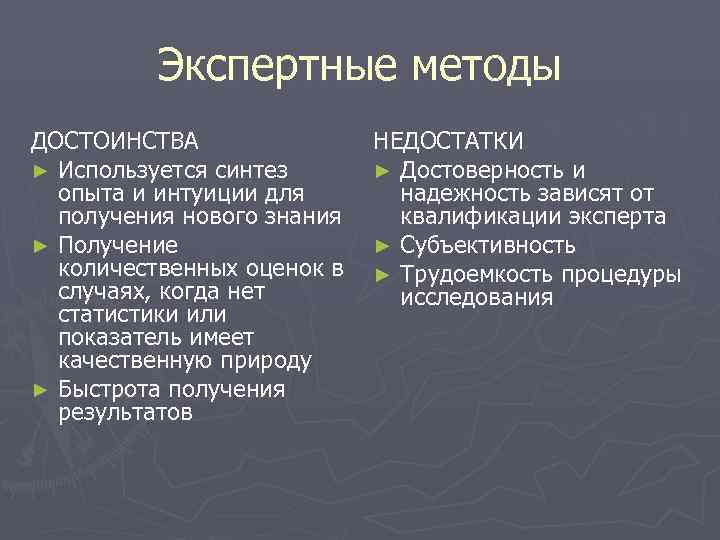 Экспертные методы исследования. Достоинства экспертных методов. Достоинства метода экспертных оценок. Достоинства и недостатки метода экспертных оценок. Недостатки экспертного метода.