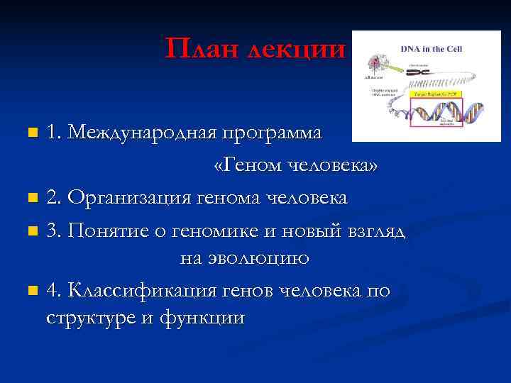    План лекции n 1. Международная программа     «Геном