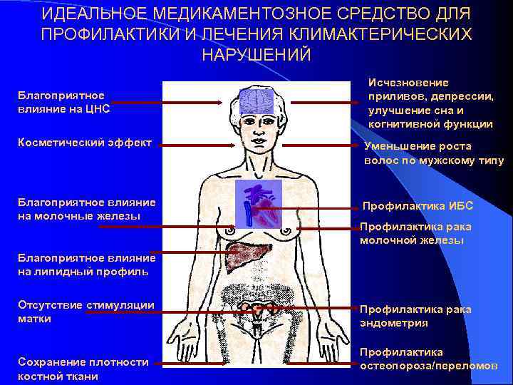 ИДЕАЛЬНОЕ МЕДИКАМЕНТОЗНОЕ СРЕДСТВО ДЛЯ ПРОФИЛАКТИКИ И ЛЕЧЕНИЯ КЛИМАКТЕРИЧЕСКИХ НАРУШЕНИЙ Благоприятное влияние на ЦНС Исчезновение