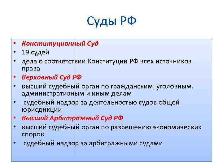 План по обществознанию судебная система рф