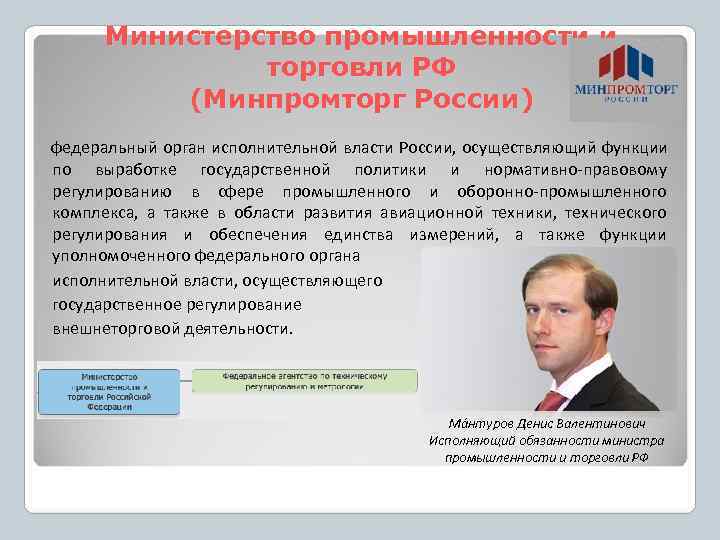   Министерство промышленности и   торговли РФ   (Минпромторг России) 