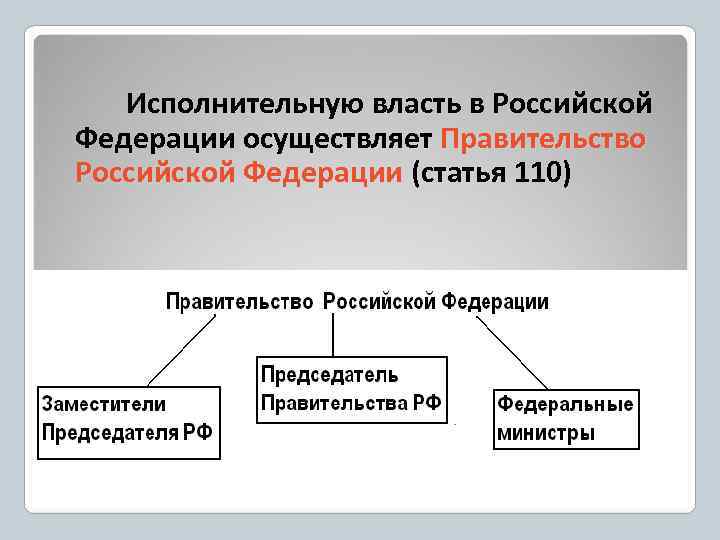 Правительство осуществляет исполнительную власть