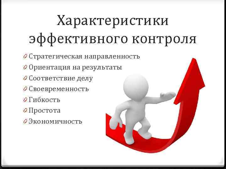   Характеристики эффективного контроля 0 Стратегическая направленность 0 Ориентация на результаты 0 Соответствие