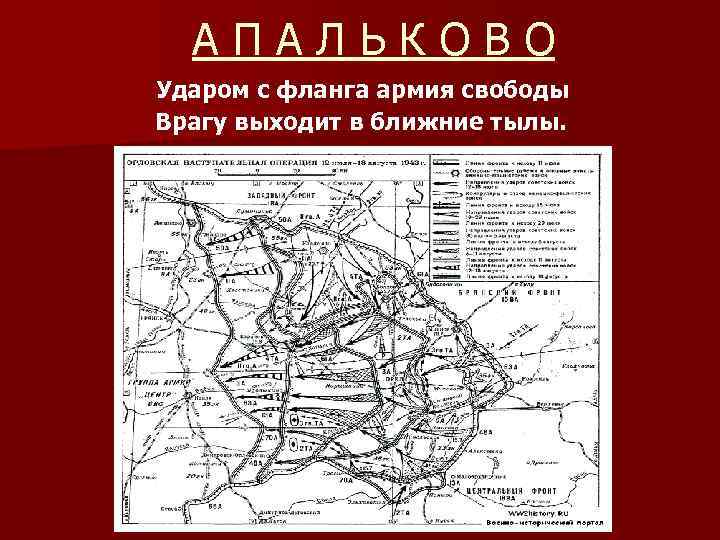 АПАЛЬКОВО Ударом с фланга армия свободы Врагу выходит в ближние тылы. 