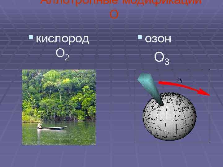   Аллотропные модификации    О § кислород  § озон 