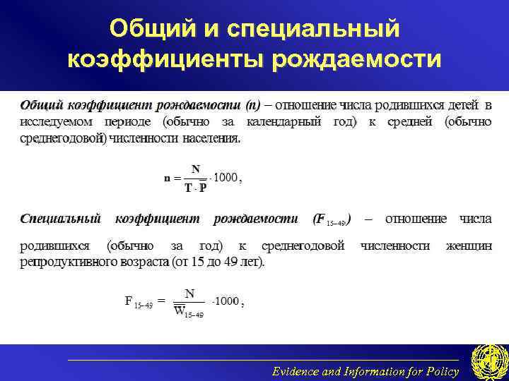 Расчет показателей рождаемости