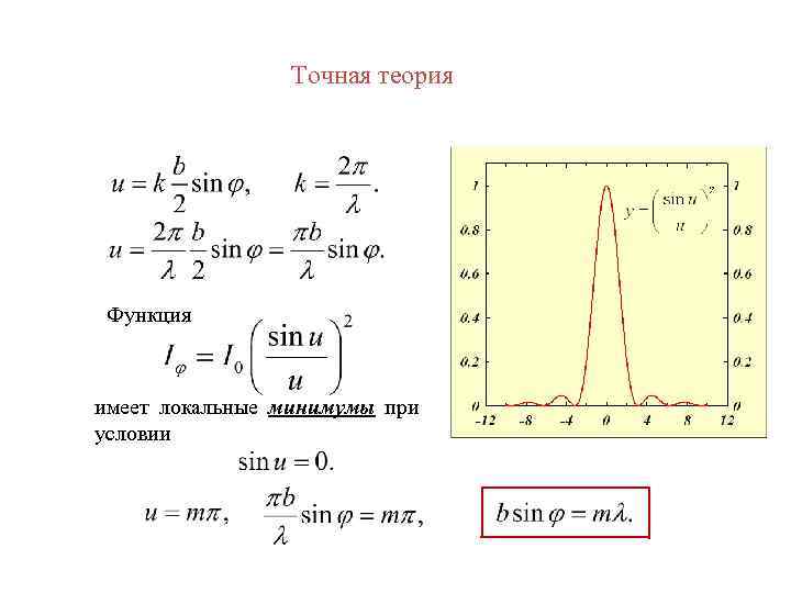 Точная теория Функция имеет локальные минимумы при условии 