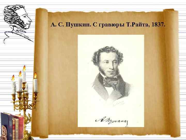 А. С. Пушкин. С гравюры Т. Райта, 1837. 
