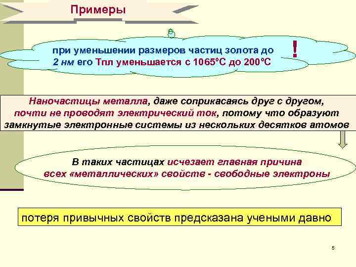  Примеры при уменьшении размеров частиц золота до 2 нм его Тпл уменьшается с