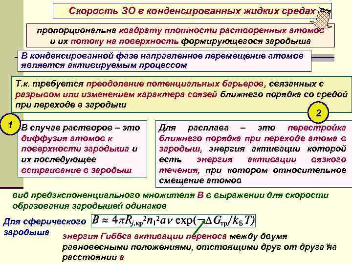 Скорость ЗО в конденсированных жидких средах пропорциональна квадрату плотности растворенных атомов и их потоку