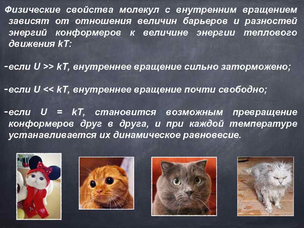 Физические свойства молекул с внутренним вращением зависят от отношения величин барьеров и разностей энергий