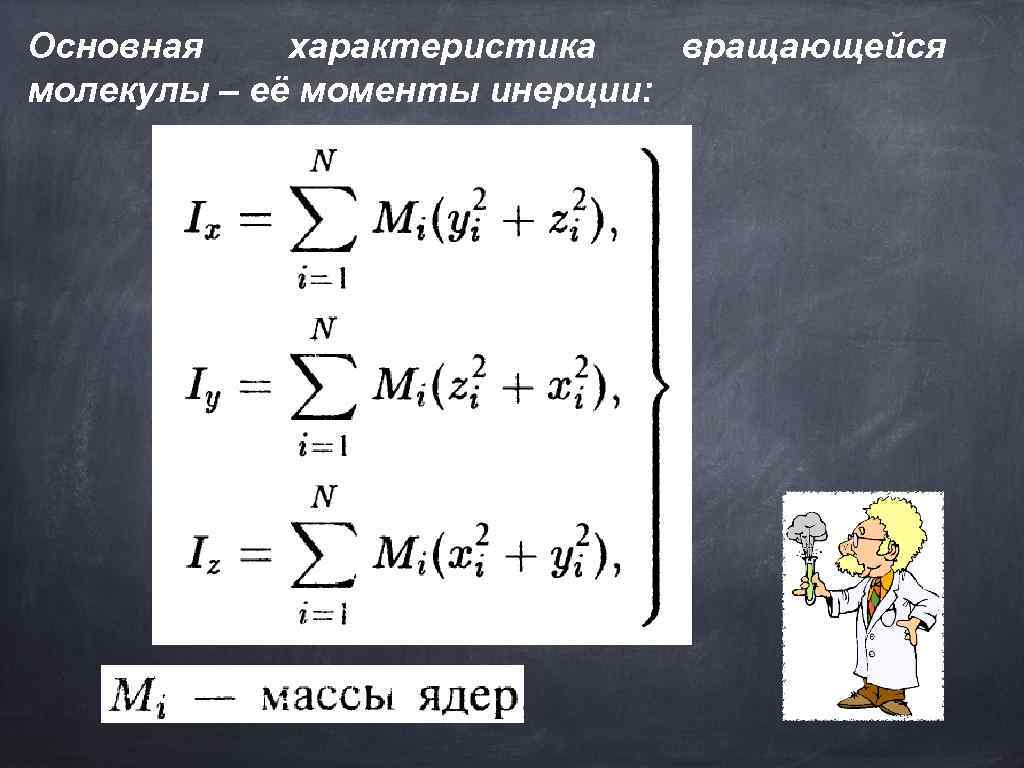 Основная характеристика вращающейся молекулы – её моменты инерции: 