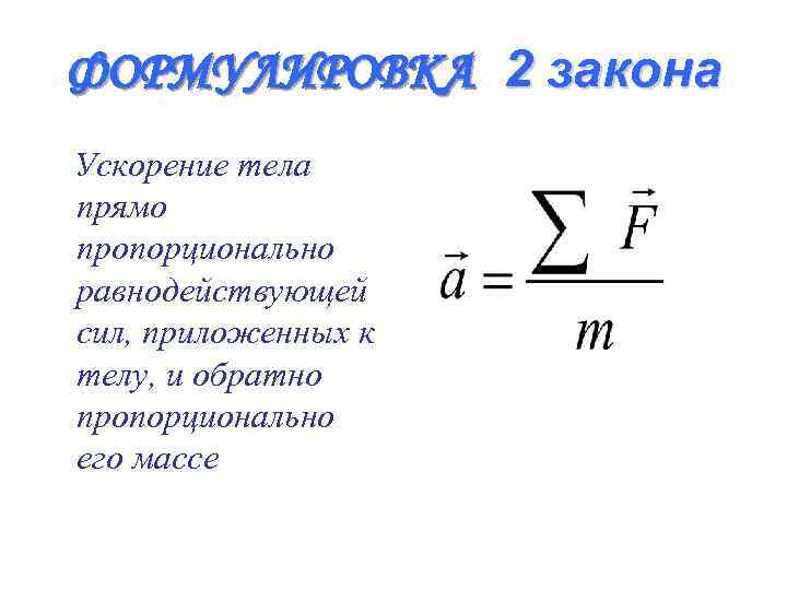 Ускорение тела пропорционально