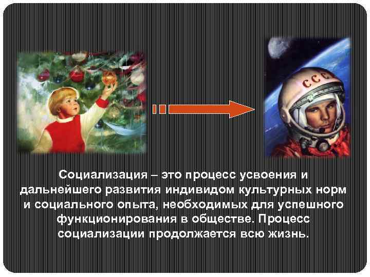 Социализация – это процесс усвоения и дальнейшего развития индивидом культурных норм и социального опыта,