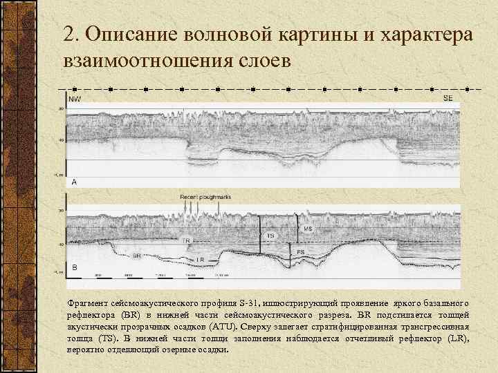 2. Описание волновой картины и характера взаимоотношения слоев Фрагмент сейсмоакустического профиля S-31, иллюстрирующий проявление