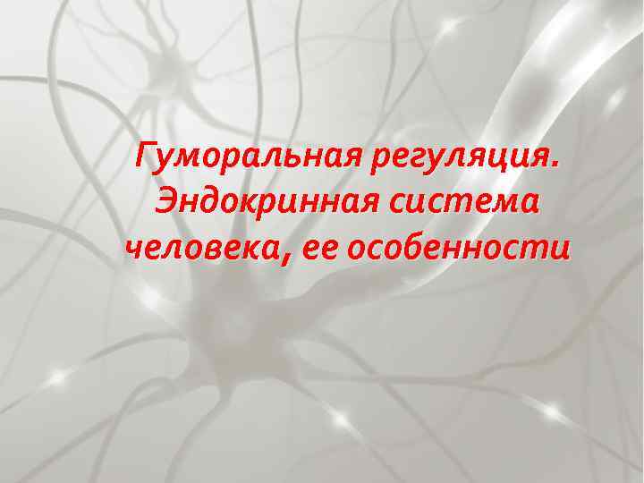 Гуморальная регуляция. Эндокринная система человека, ее особенности 