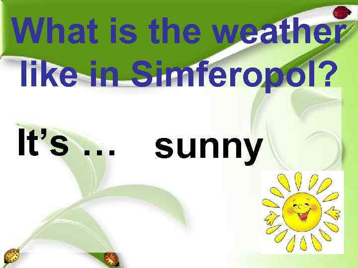 What is the weather like in Simferopol? It’s … sunny 