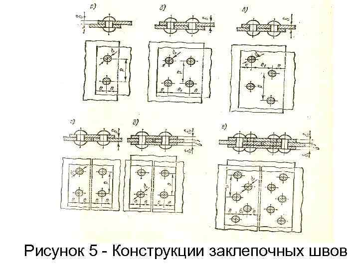 Рисунок 5 - Конструкции заклепочных швов 