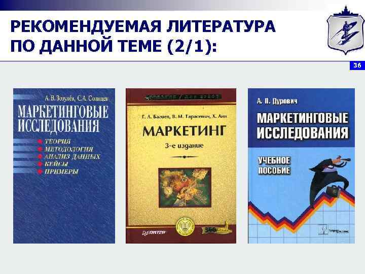 РЕКОМЕНДУЕМАЯ ЛИТЕРАТУРА ПО ДАННОЙ ТЕМЕ (2/1): 36 